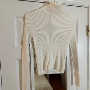 Zara Cropped White Turtleneck